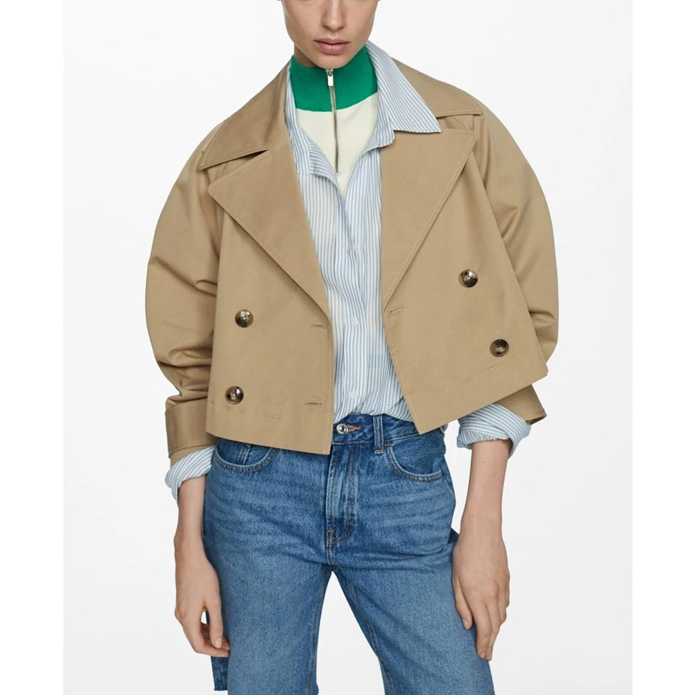 Mango Women's Lapels Detail Cropped Trench Coat 1