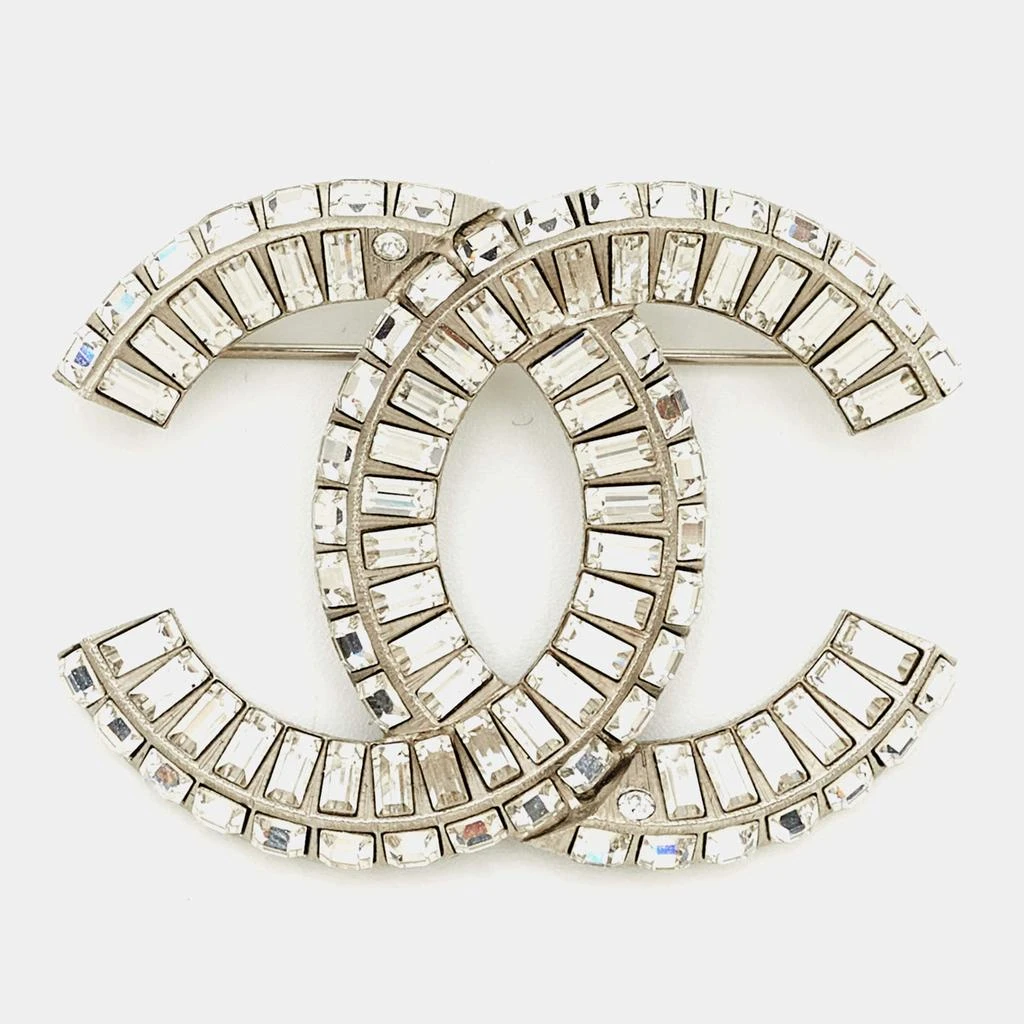 Chanel Chanel CC Crystals Silver Tone Brooch
