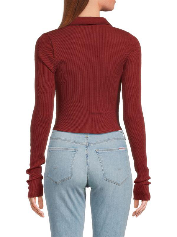 The Range Ribbed Crop Polo Top