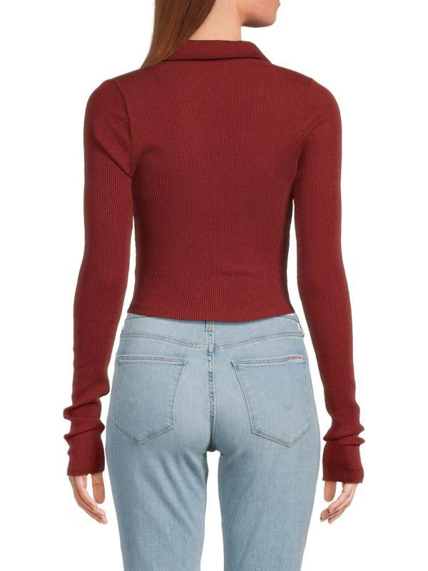 The Range Ribbed Crop Polo Top 2