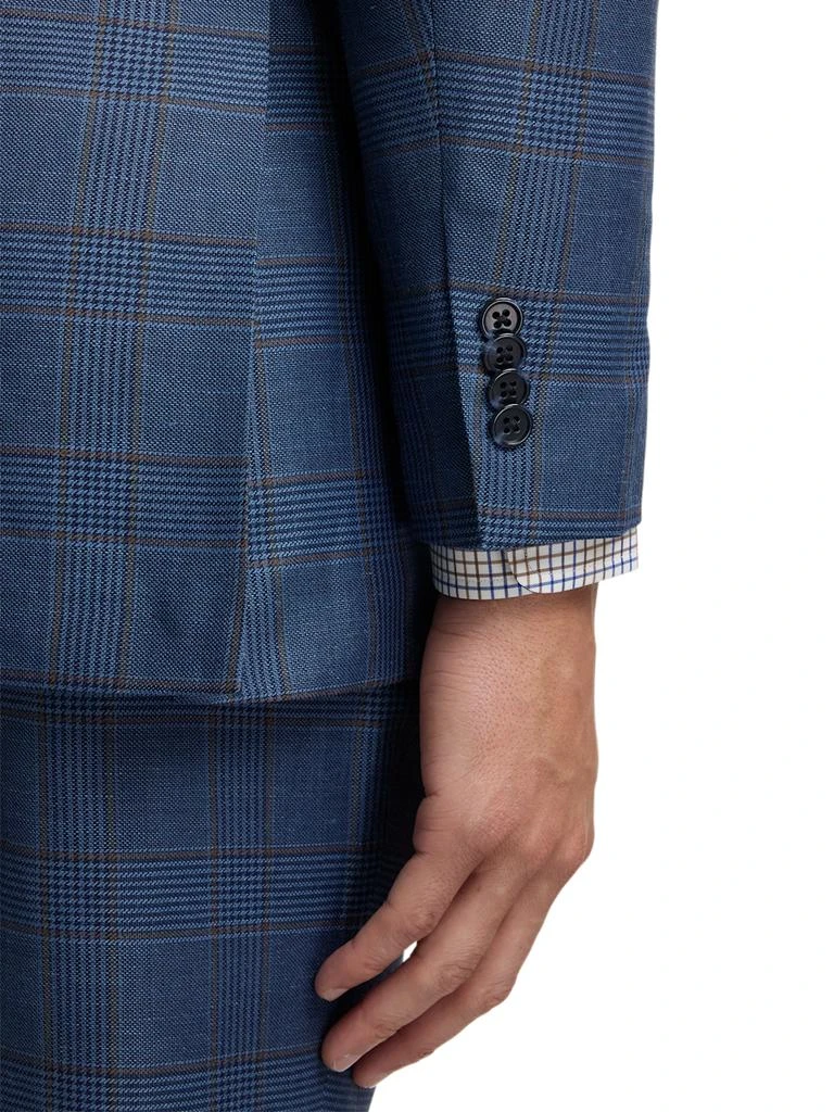 Paul Fredrick Blue/tan Wool Blend Plaid Single Breasted Notch Lapel Suit Jacket 3