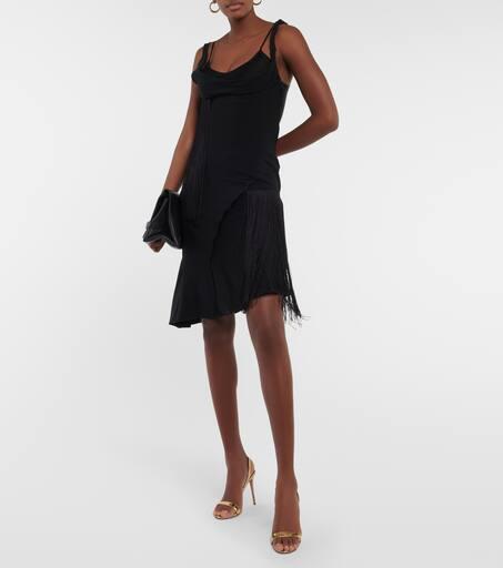 【Victoria Beckham】 Fringe-trimmedアシンメトリーミニドレス Victoria Beckham Fringe-trimmed asymmetric minidress