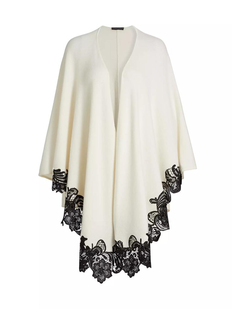 Sofia Cashmere Lace-Trim Cashmere Knit Cape