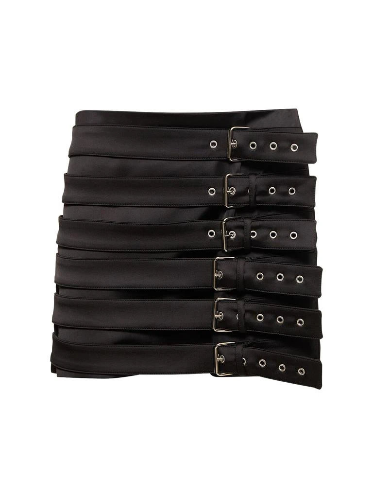 GIUSEPPE DI MORABITO Satin Mini Skirt W/ Buckle Straps 1