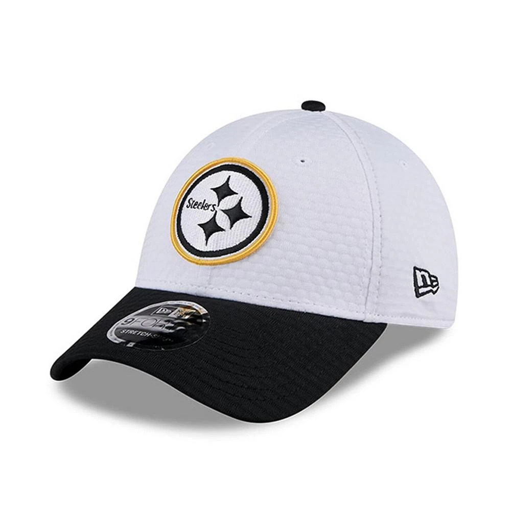 New Era Big Boys and Girls White/Black Pittsburgh Steelers 2024 NFL Training Camp 9FORTY Adjustable Hat 1