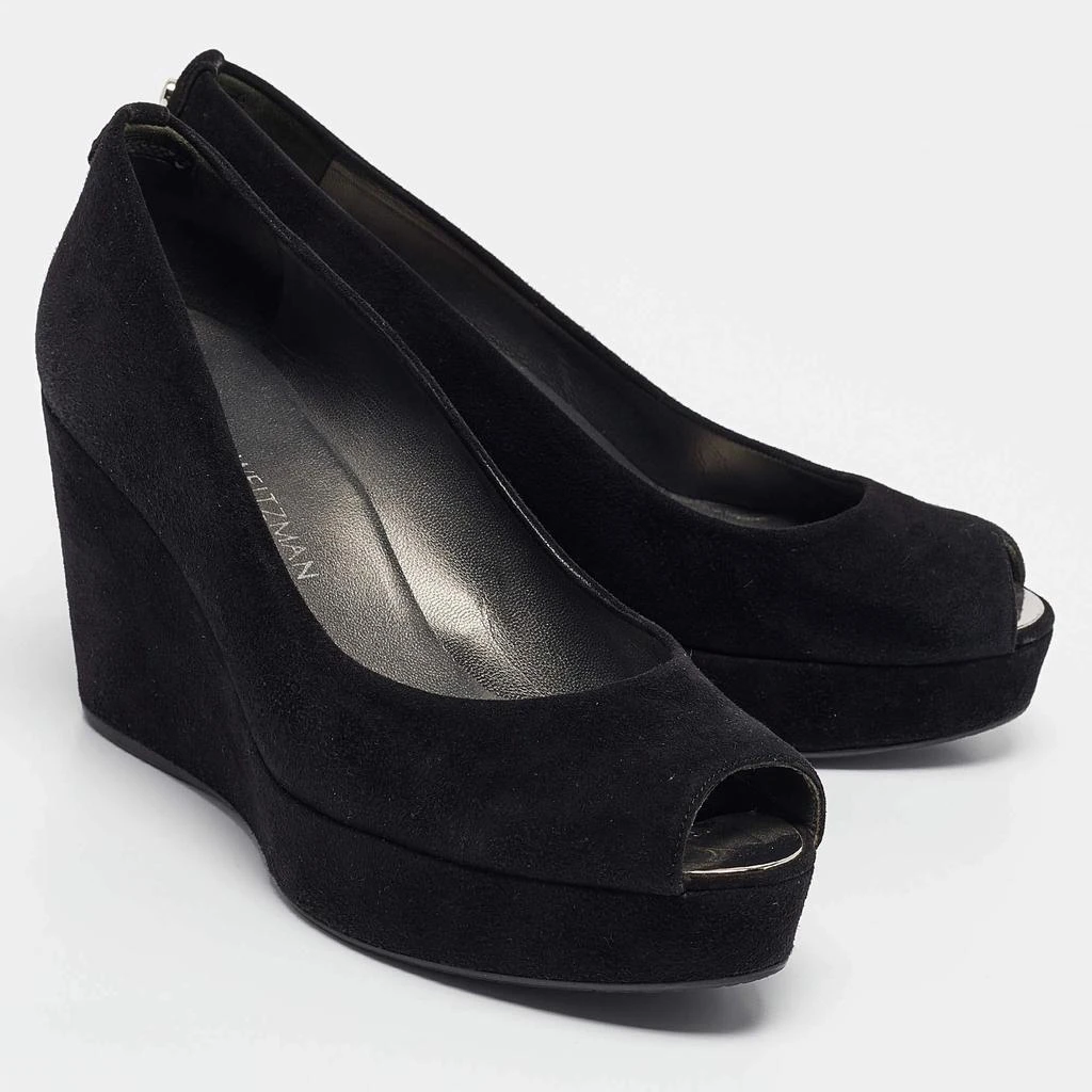 Stuart Weitzman Stuart Weitzman Black Suede Peep Toe Wedge Pumps Size 39 4