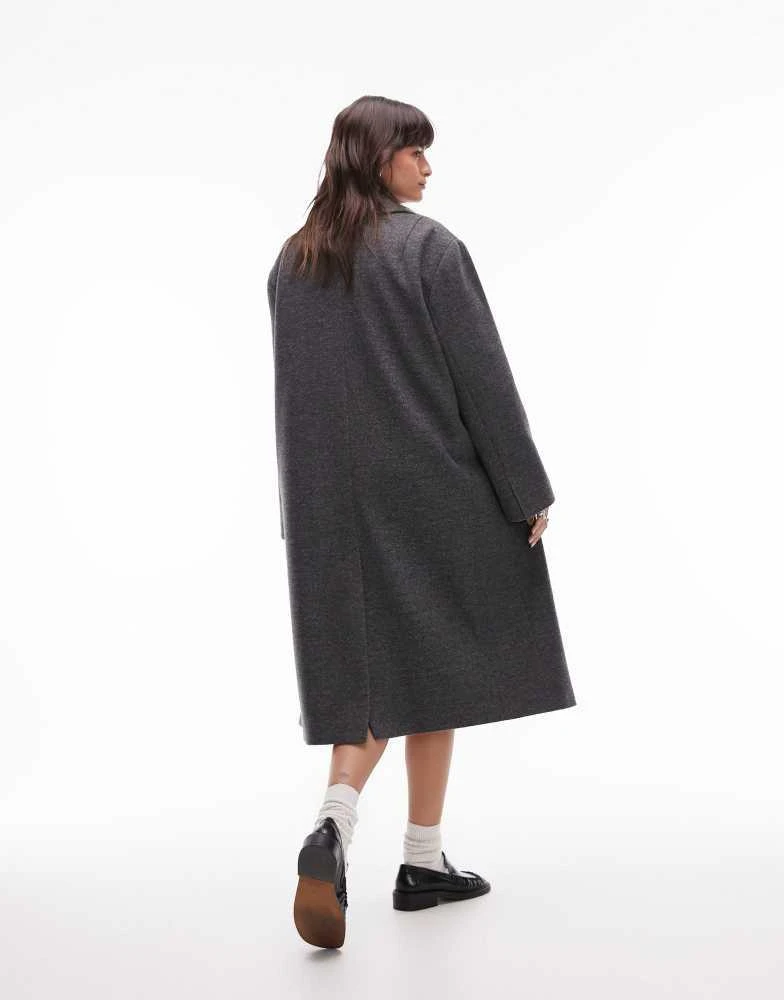 Topshop Topshop double breasted coat in charcoal 4