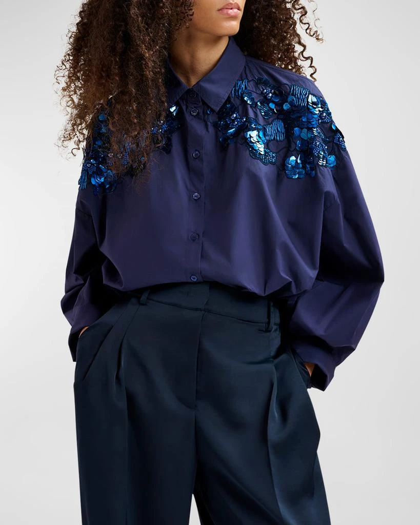 Essentiel Gdog Sequin and Bead Embroidered Cotton Poplin Shirt 3
