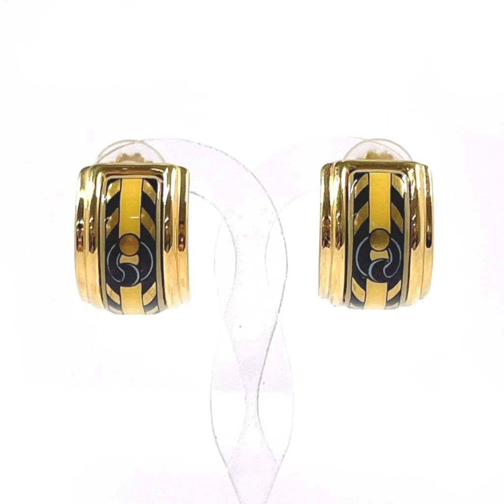 Hermes gold yellow Cloisonné/Enamel Metal Clip Earrings (Pre-Owned)