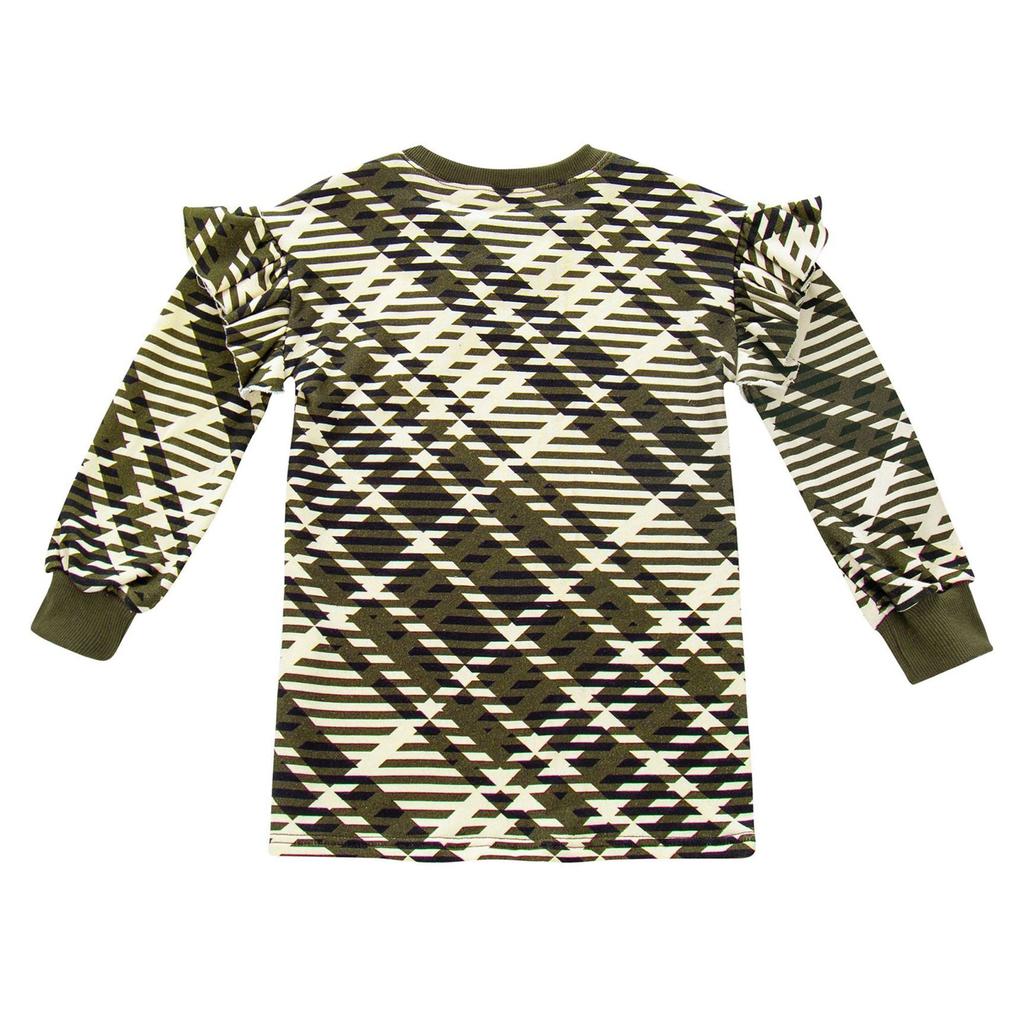 Omamimini Girls Plaid Ruffle Terry Dress