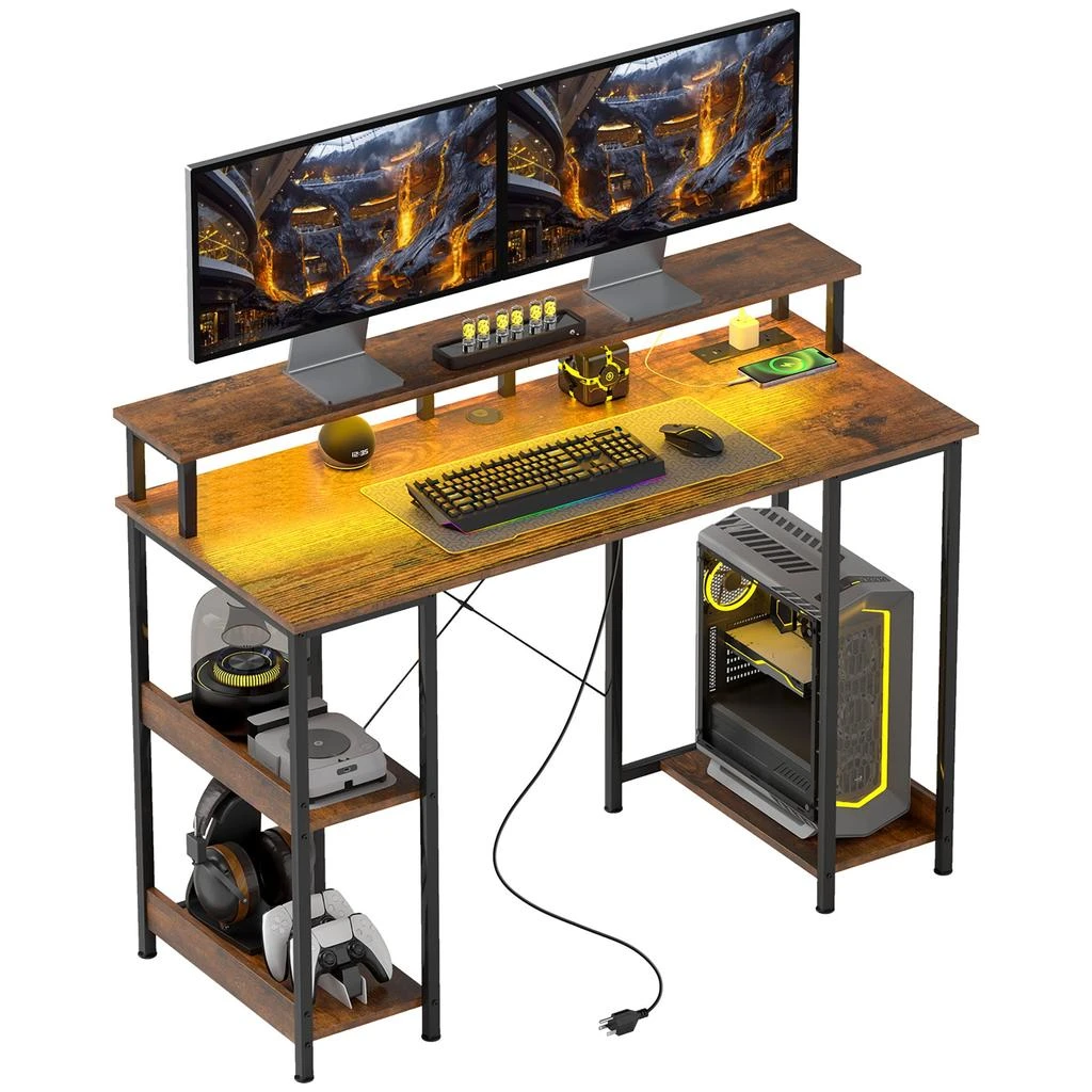 Hivvago 47" Workstation Desk with LED Lighting and Storage