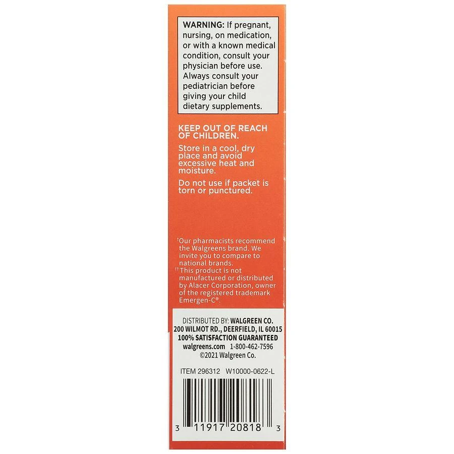 Walgreens Vitamin C Effervescent Powder Blend Orange 8