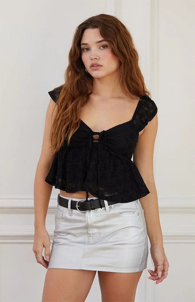 LA Hearts Keyhole Lace Babydoll Top 1