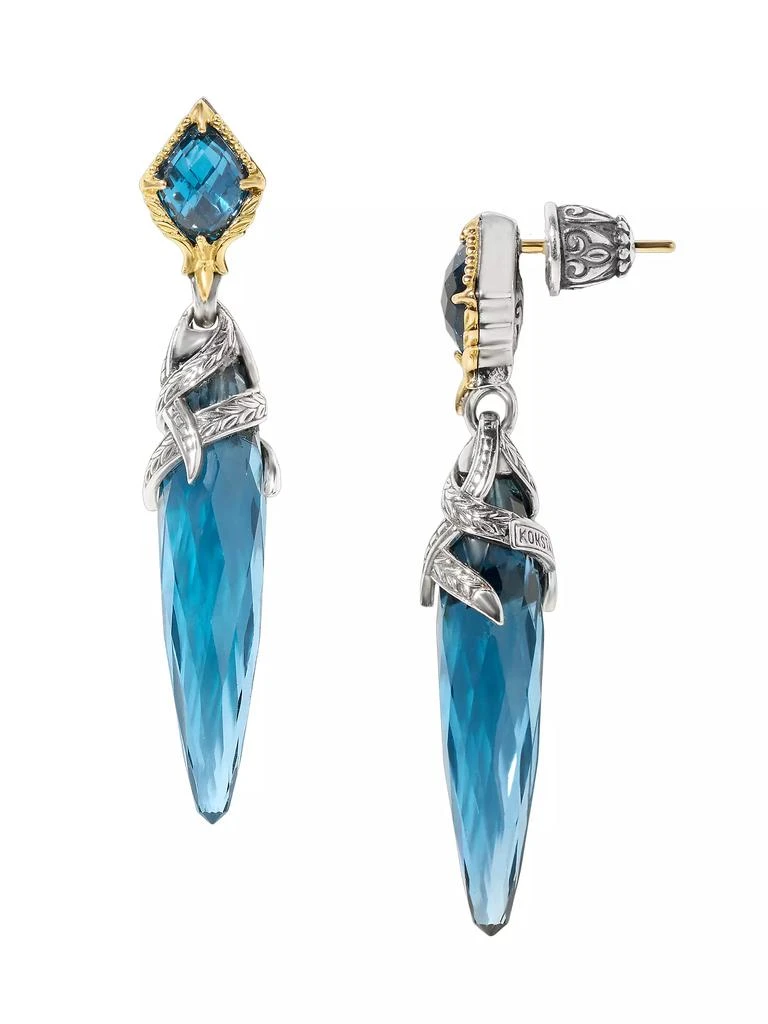 Konstantino Anthos Sterling Silver, 18K Yellow Gold & Blue Spinel Drop Earrings 3