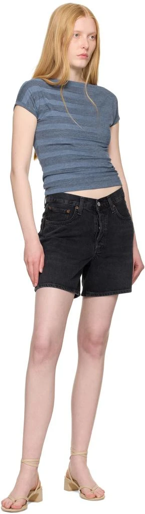 AGOLDE Black V-Waist Denim Shorts 4