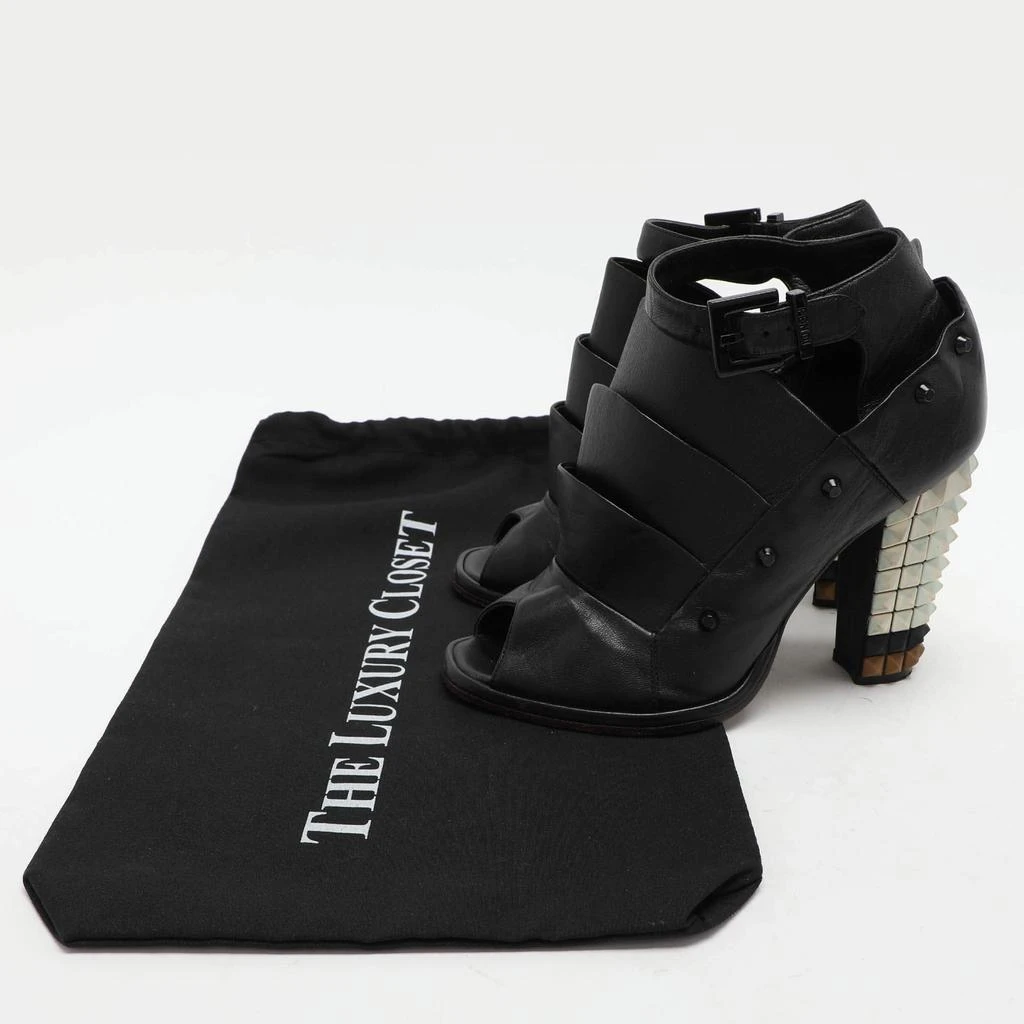 Fendi Fendi Black Leather Polifonia Booties Size 36.5 10