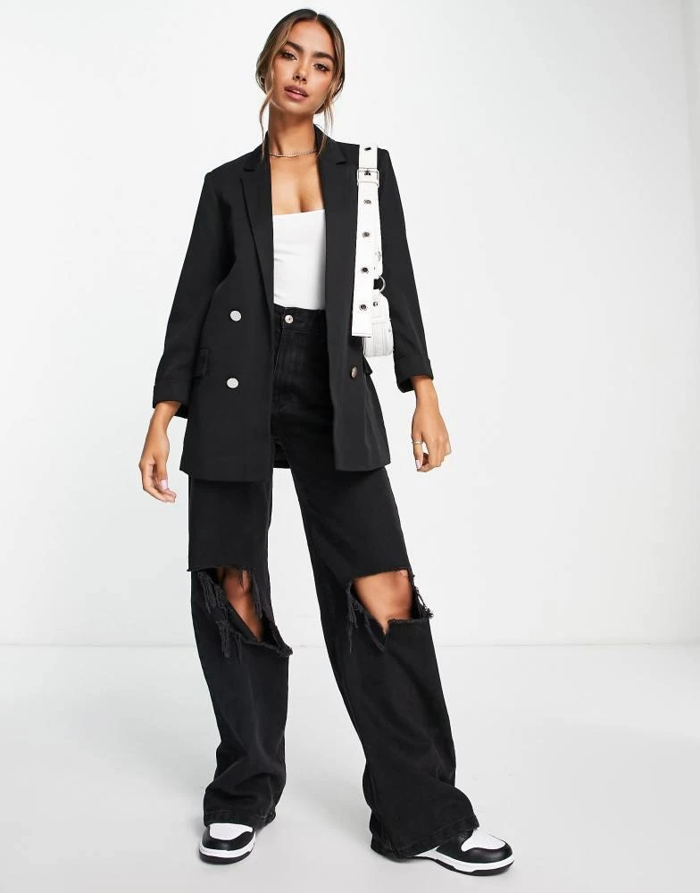 Stradivarius Stradivarius oversized blazer in black 4