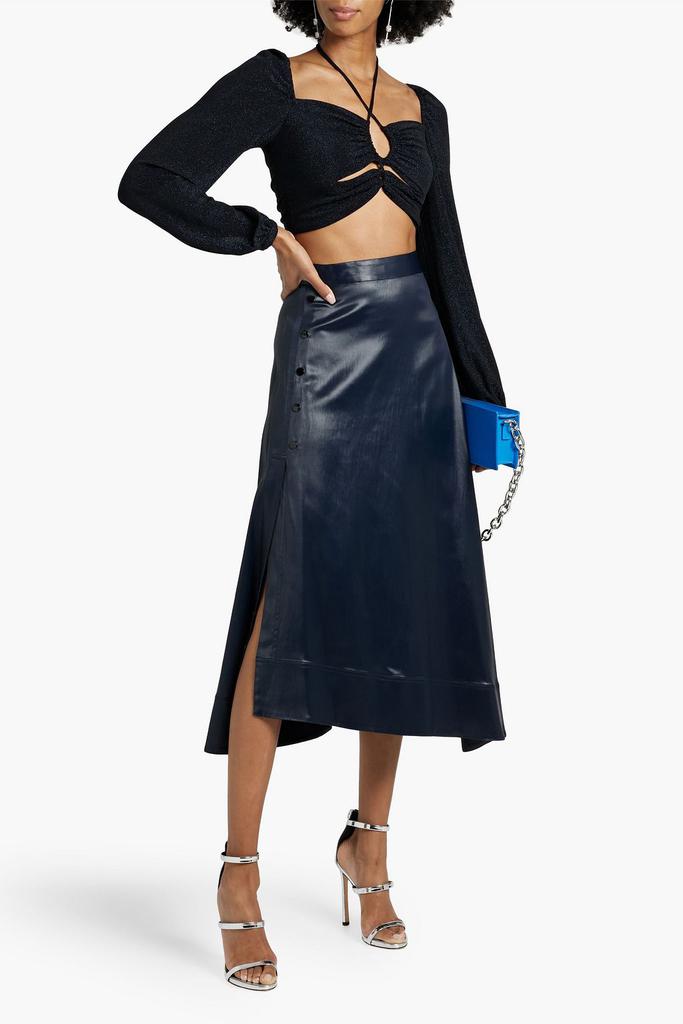 NICHOLAS Cropped cutout metallic stretch-jersey top