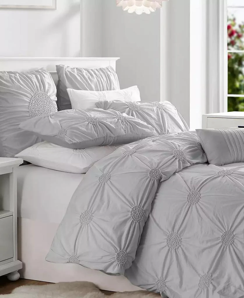 Macy's Cathay Home Inc. Charming Ruched Rosette Duvet Cover Set 3