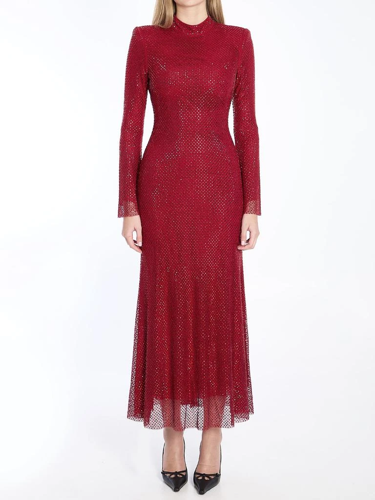 Self Portrait Rhinestone Fishnet Long Dress 1