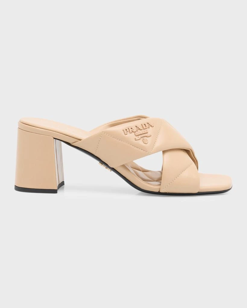 Prada Quilted Lambskin Crisscross Slide Sandals 1