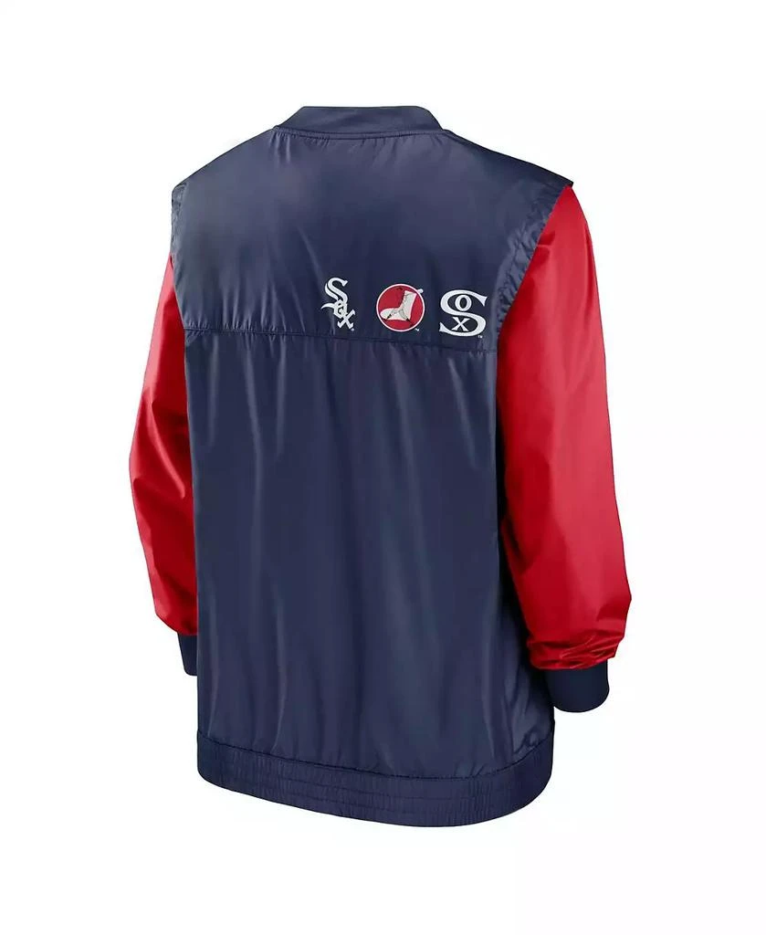 NIKE Men's White/Navy Chicago White Sox Rewind Warmup V-Neck Pullover Jacket 2