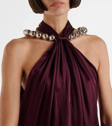 Stella McCartney Embellished halterneck satin jumpsuit 4