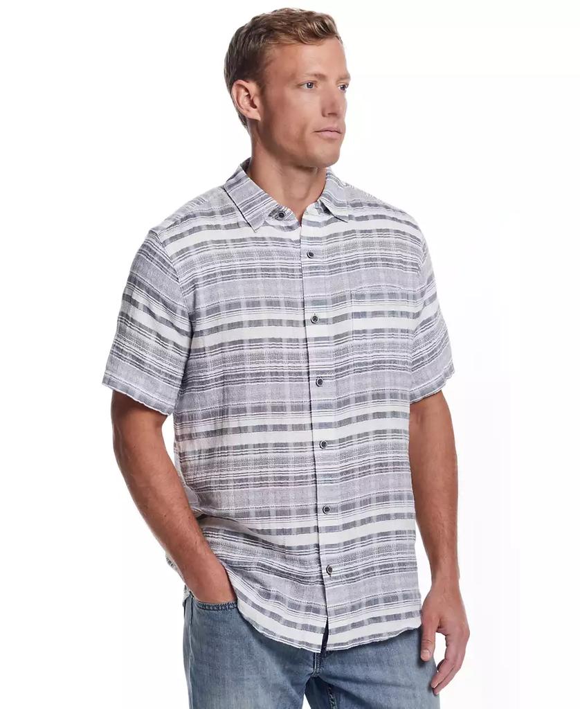 Weatherproof Vintage Men's Short Sleeve Dobby Stripe Button-Front Shirt
