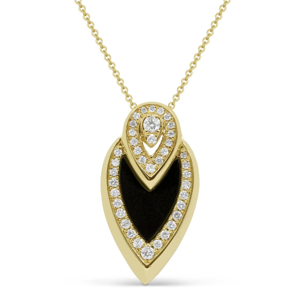 SSELECTS Ct Black Onyx 16"pendant Necklace In 14K Yellow Gold