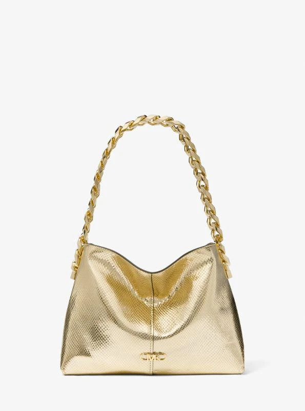 michael_kors Jordyn Small Metallic Snake Embossed Leather Shoulder Bag 1