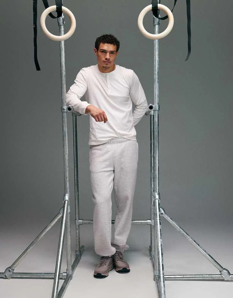 4505 4505 slim fit quick dry engineered rib long sleeve henley in off white