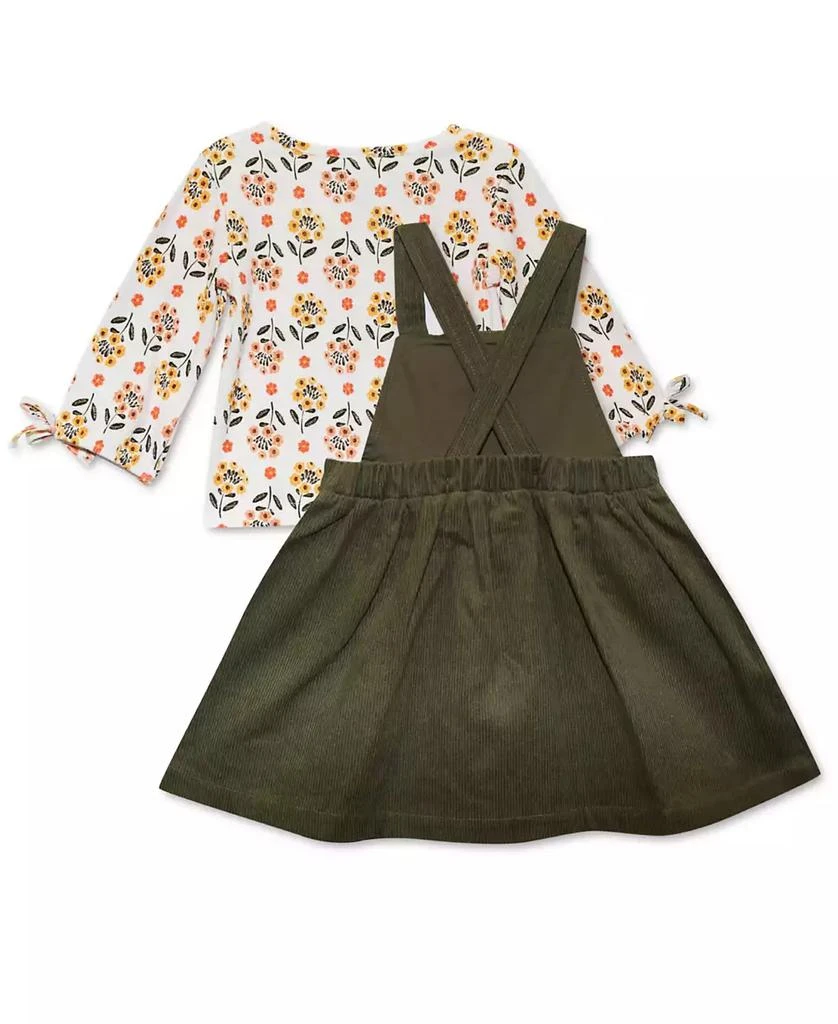 Blueberi Boulevard Baby Girls Floral Top, Headband and Floral Border Ribbed Jumper Set 3