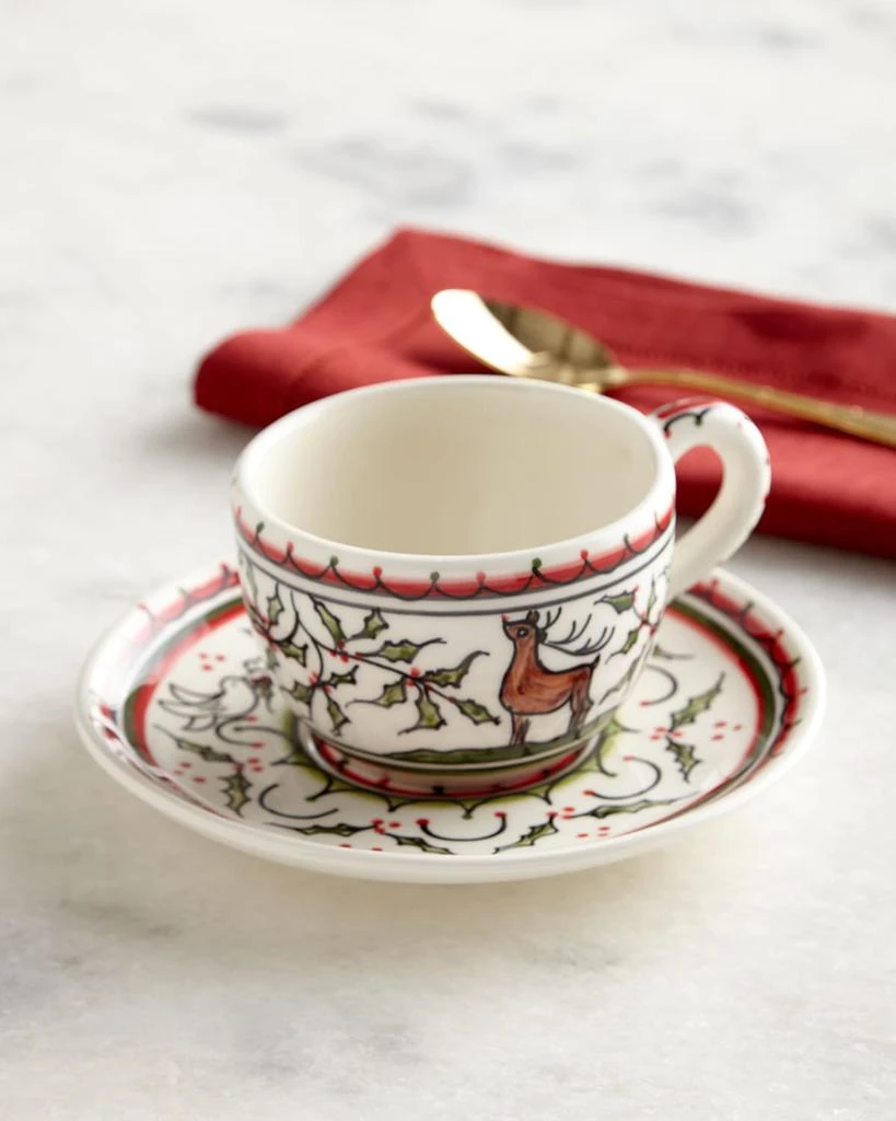 Neiman Marcus Christmas Pavoes Cups 
Saucers, Set of 4