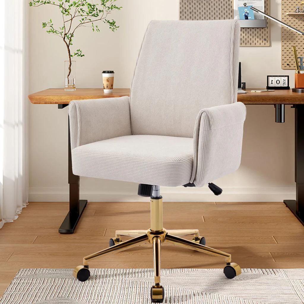 Streamdale Furniture Streamdale Mid-back office chair, striped fabric, ergonomic design, White
