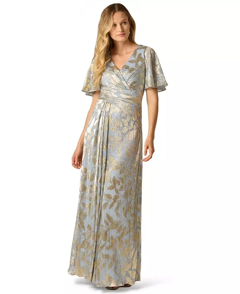 Adrianna Papell Women's Foil Leaf Flutter-Sleeve Draped Gown - Dresses &  Skirts - Free Shipping - BeyondStyle