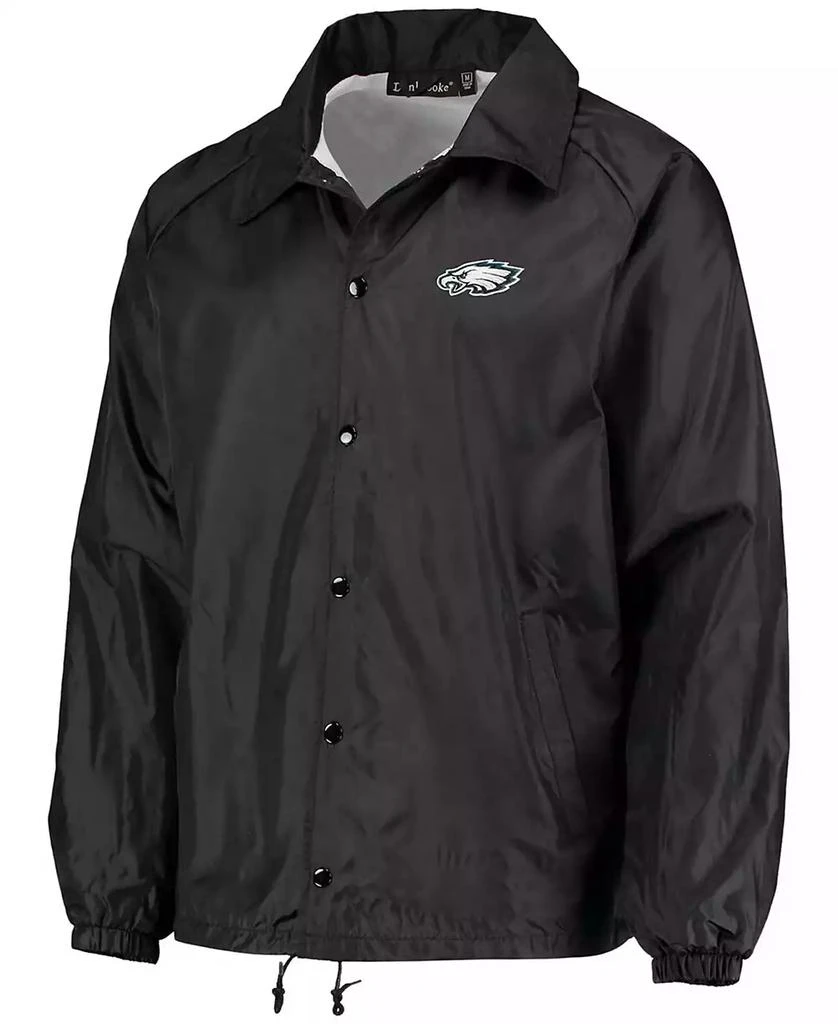 Dunbrooke Men
s Black Philadelphia Eagles Coaches Classic Raglan Full-Snap Windbreaker Jacket 4