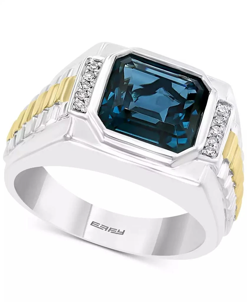 Effy EFFY® Men
s London Blue Topaz (5-5/8 ct. t.w.) 
Diamond (1/10 ct. t.w.) Ring in Sterling Silver 
18k Gold-Plate