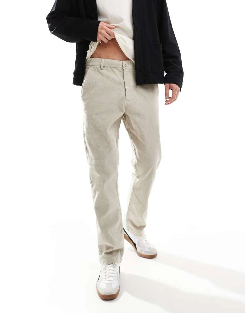 French Connection Mens French Connection slim leg cord trousers in stone 4