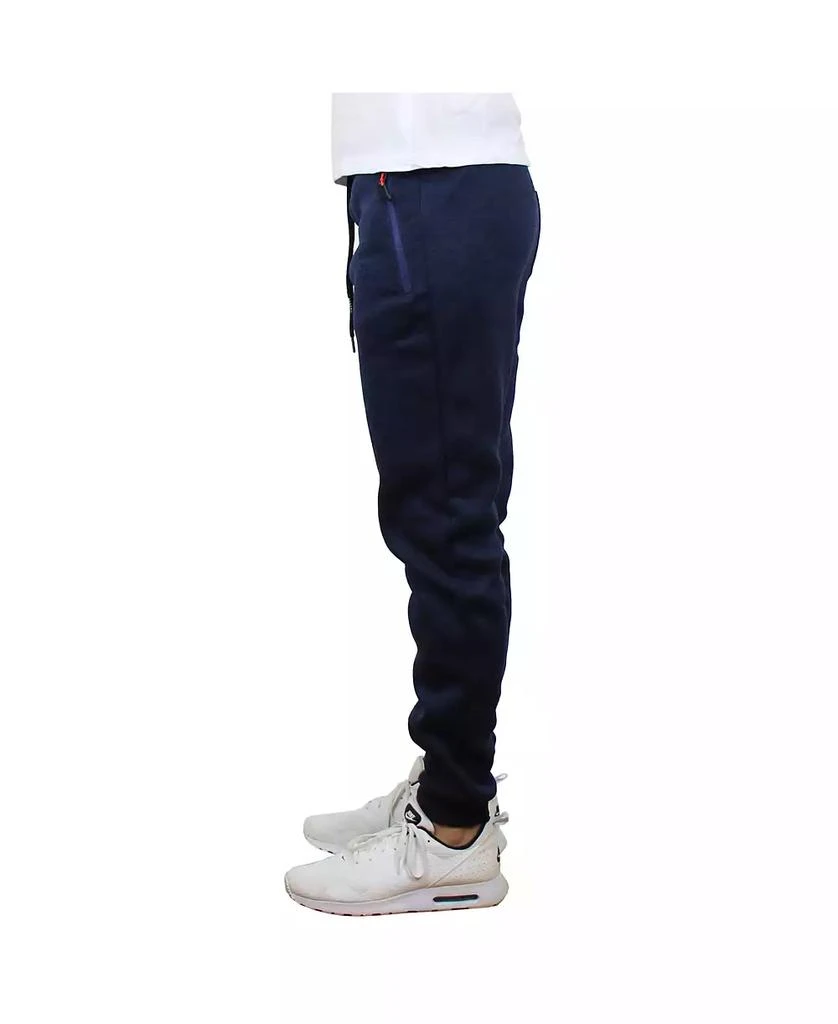 Galaxy By Harvic Men's Slim-Fit Marled Fleece Joggers with Zipper Side Pockets 4