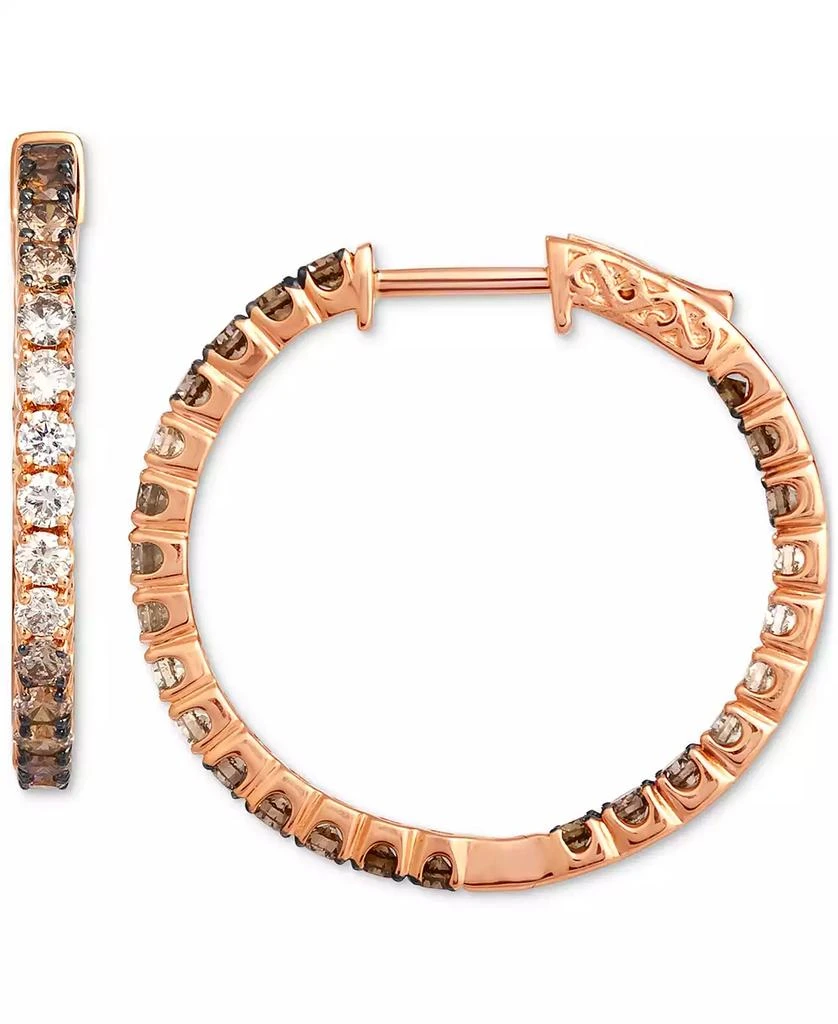 Le Vian Chocolate Ombré Diamond In 
Out Small Hoop Earrings (2 ct. t.w.) in 14k Gold, 1" 1