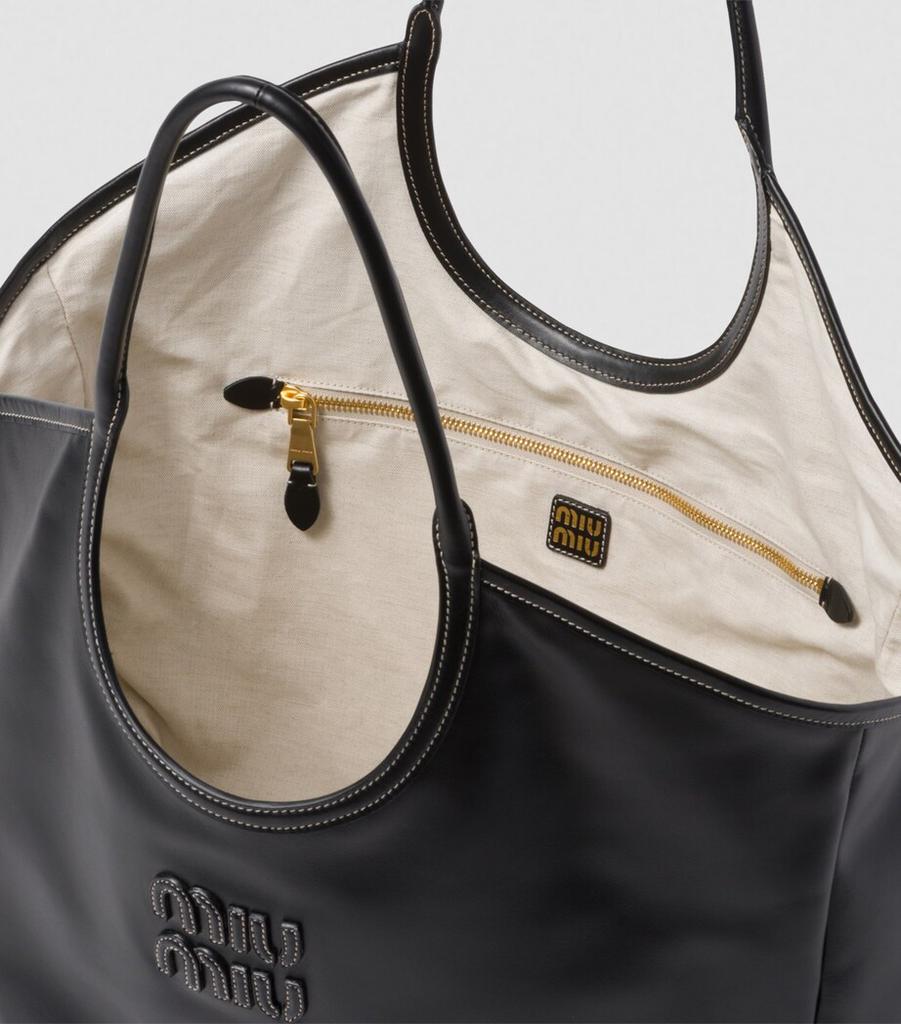 トートバッグ MIU MIU BLACK LEATHER IVY TOTES Miu Miu Ivy Leather Tote Bag | Black | FARFETCH