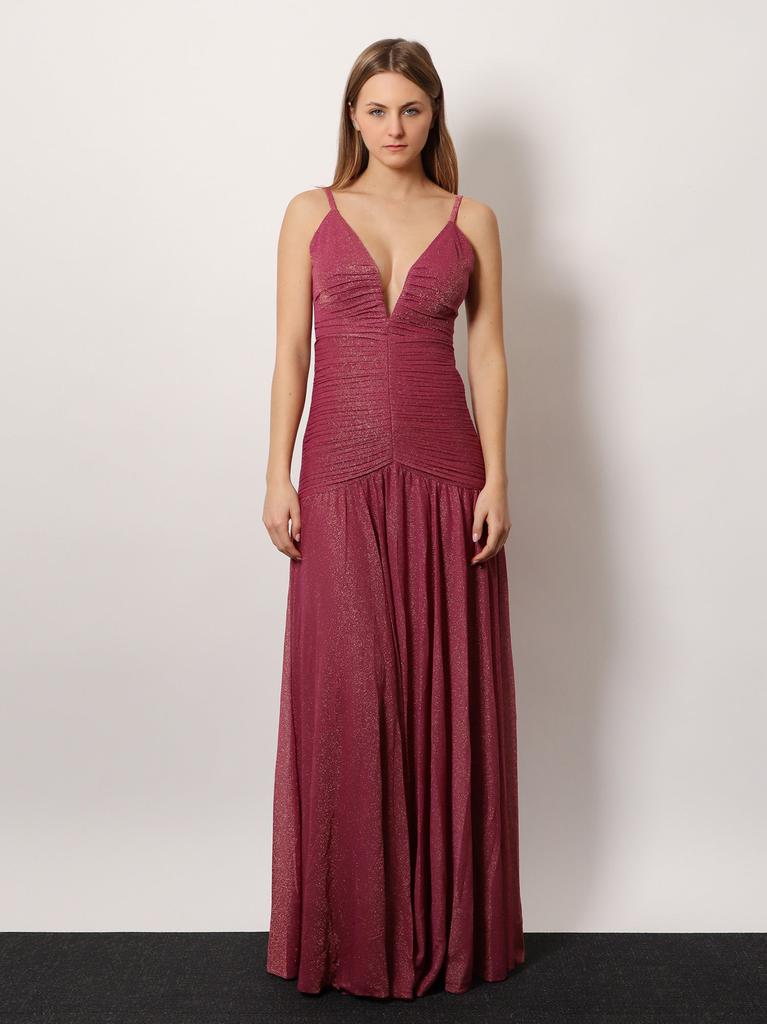 PatBO Viscose blend long dress with metallic effect