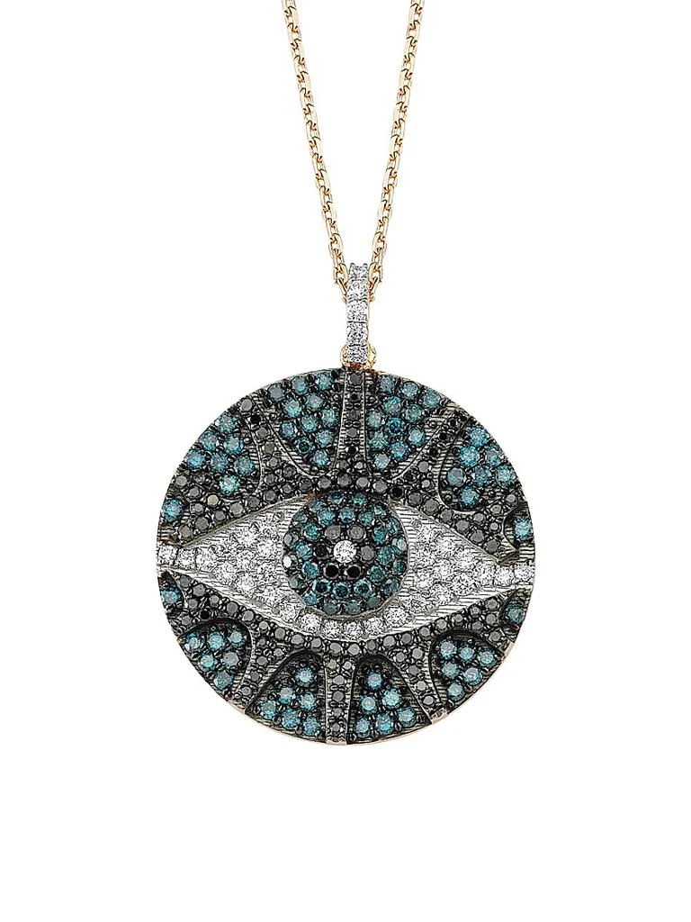 Bee Goddess Eye Light 14K Rose Gold 
Multicolor Diamond Necklace 1