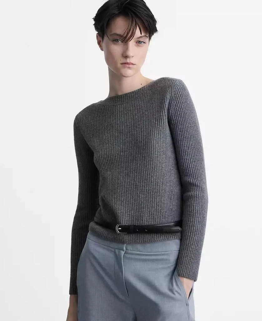 Mango Women's Boat Neck Ribbed Sweater 1