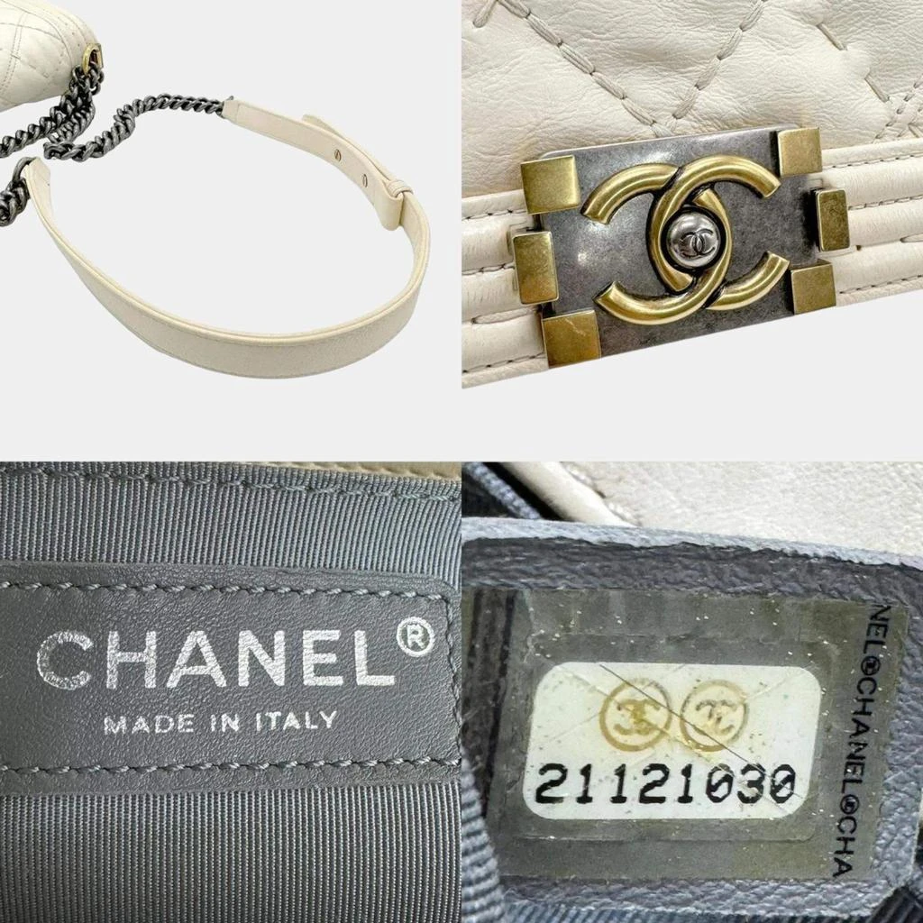 Chanel Chanel Off-White Calfskin Quilted Mini Boy Flap White Shoulder Bag  5