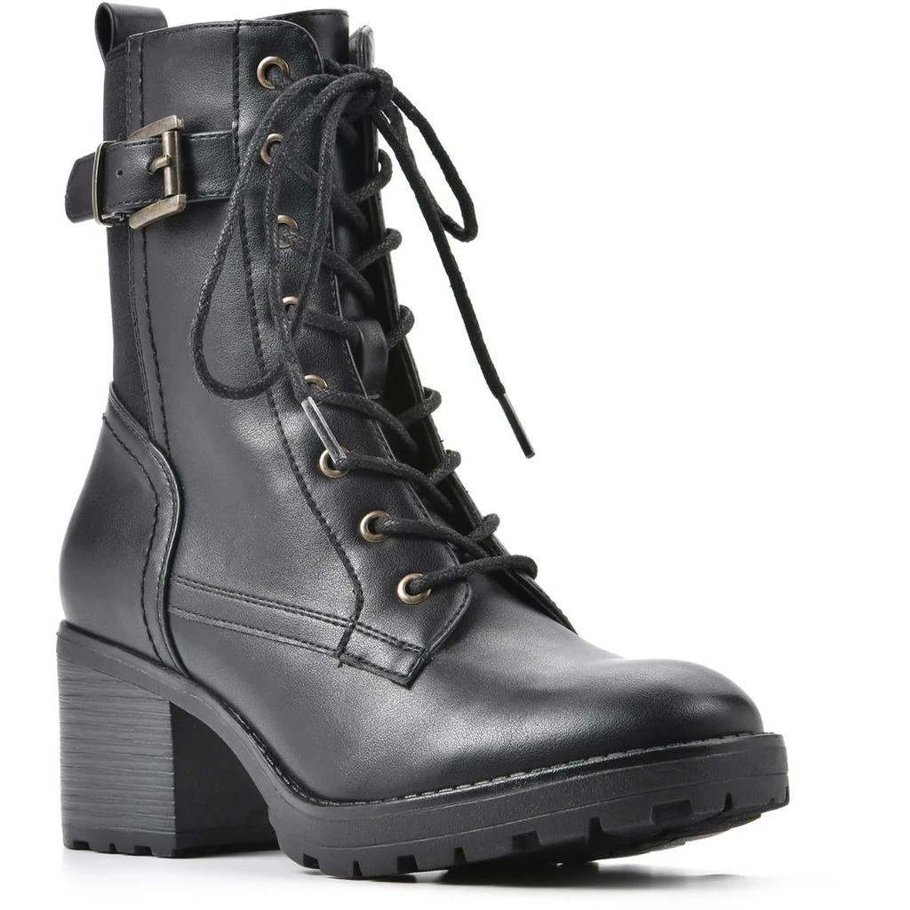 White Mountain Bradley Womens Faux Leather Ankle Combat & Lace-up Boots 1