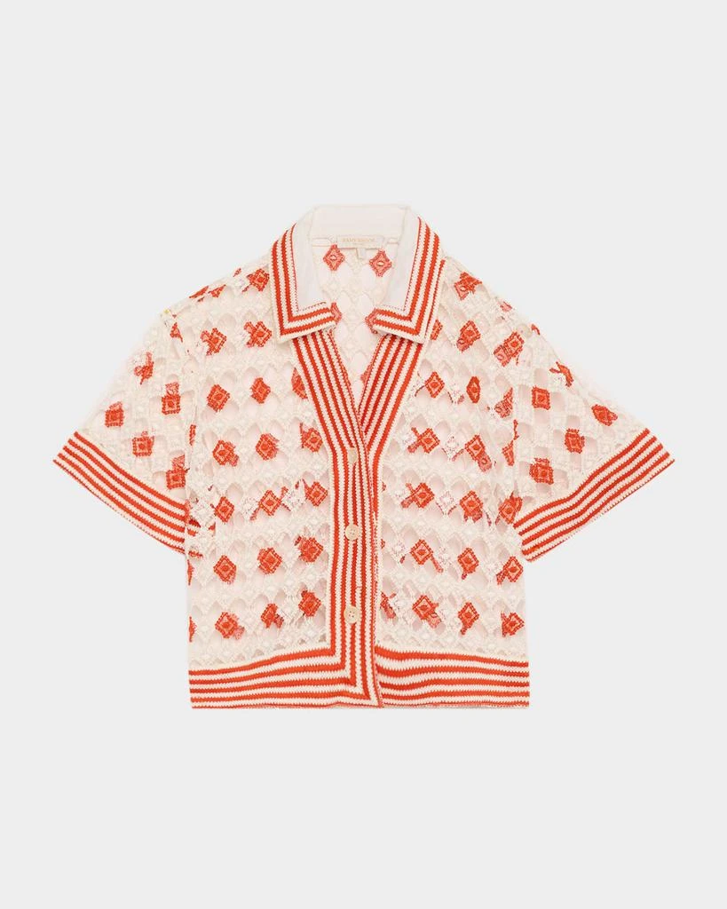 Ramy Brook Betty Crochet Button-Front Coverup Top