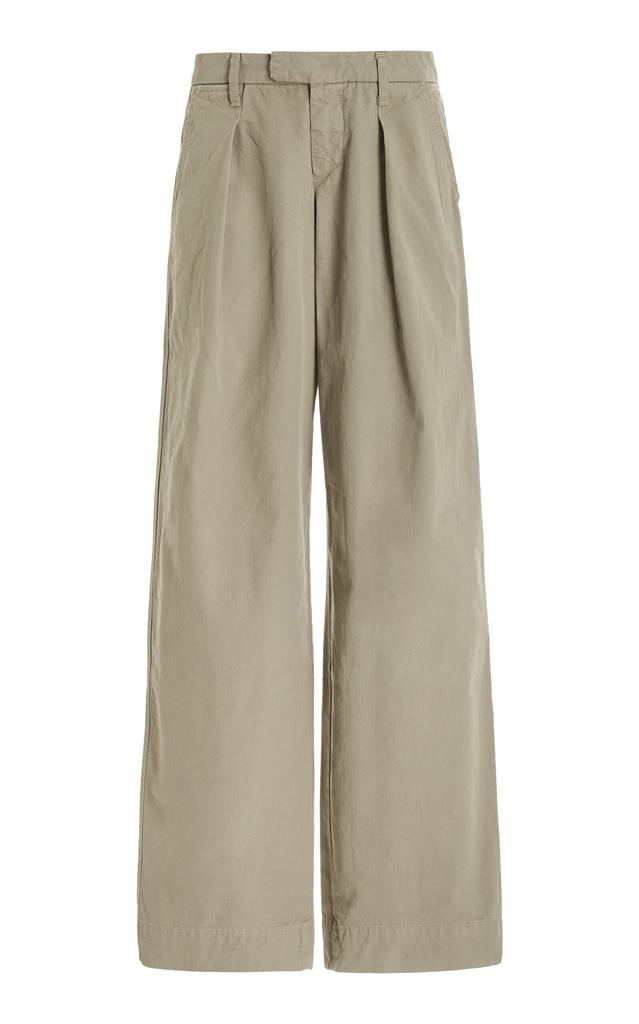 SLVRLAKE SLVRLAKE - Lola Pleated Cotton Wide-Leg Pants - Green - 27 - Moda Operandi