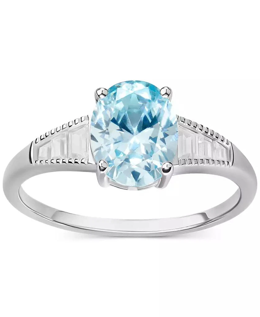 Giani Bernini Cubic Zirconia Aqua Oval & White Baguette Ring in Sterling Silver, Created for Macy's 3