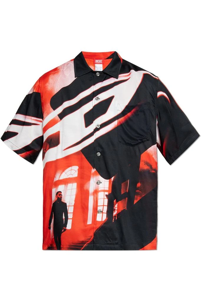Diesel Diesel Bmowt-Adrian Oval D Poster Printed Beach Shirt 1